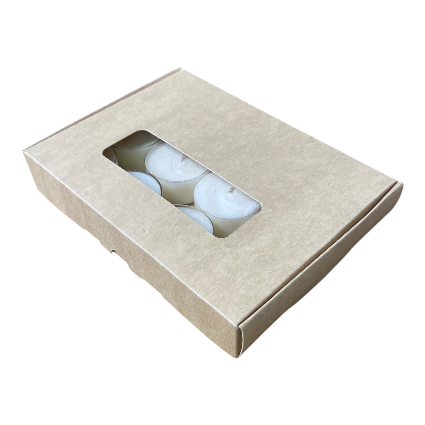 TEALIGHT CANDLE PIP BOX with window for 12 Tealights - Eco Natural Kraft (Pack of 10)