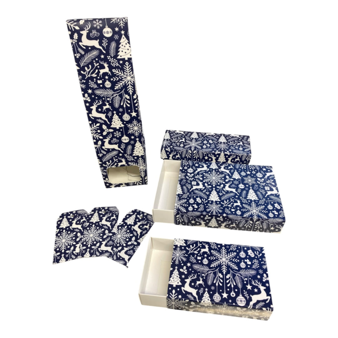 WAX MELT PIP BOX WITH INSERT for 10 Melts - FESTIVE DESIGN BLUE (Pack of 10)