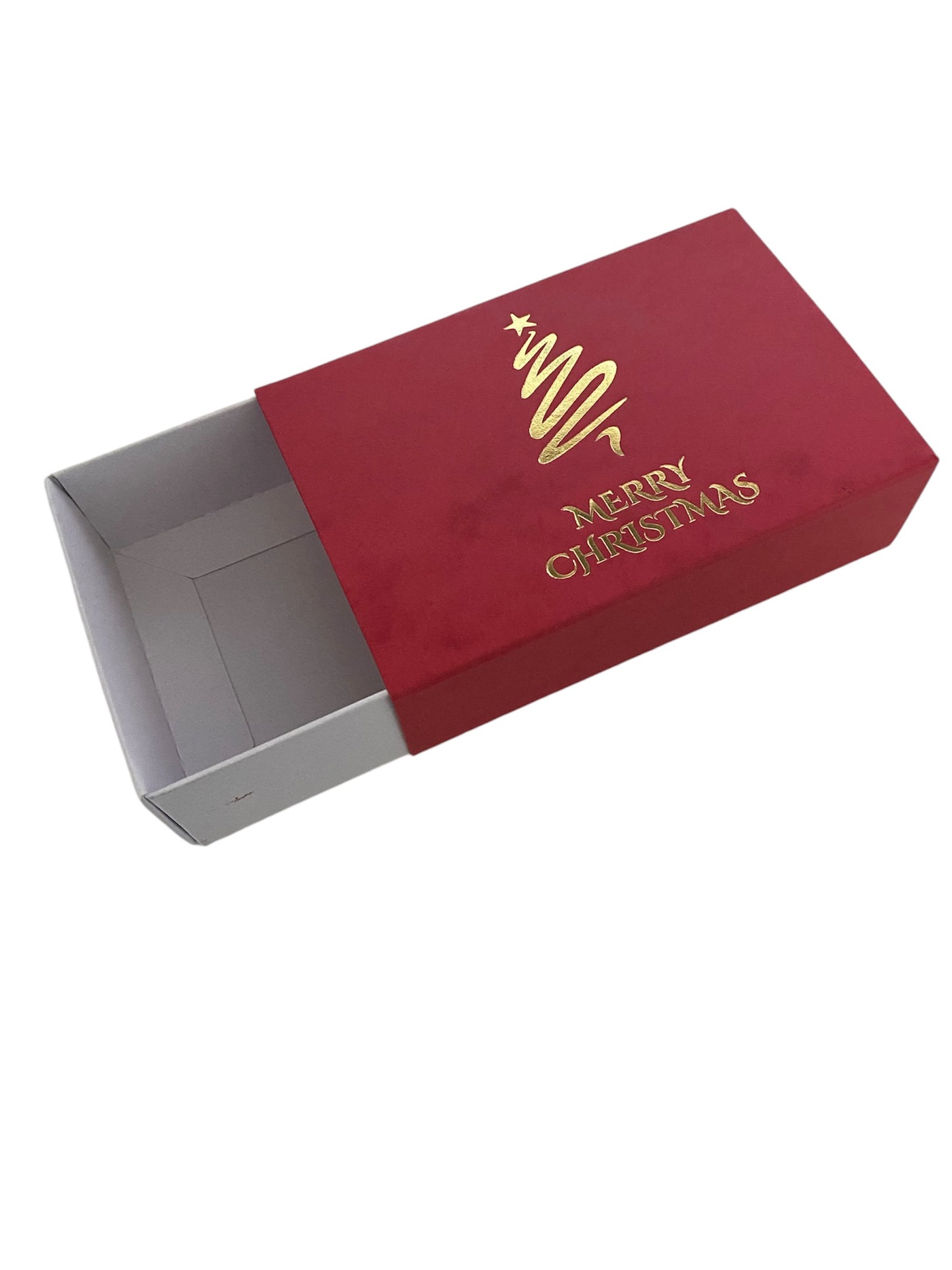 TEALIGHT CANDLE BOX WITH MOTTLED RED SLEEVE for 4 Tealights Christmas Tree - WHITE BASE (Pack of 10)