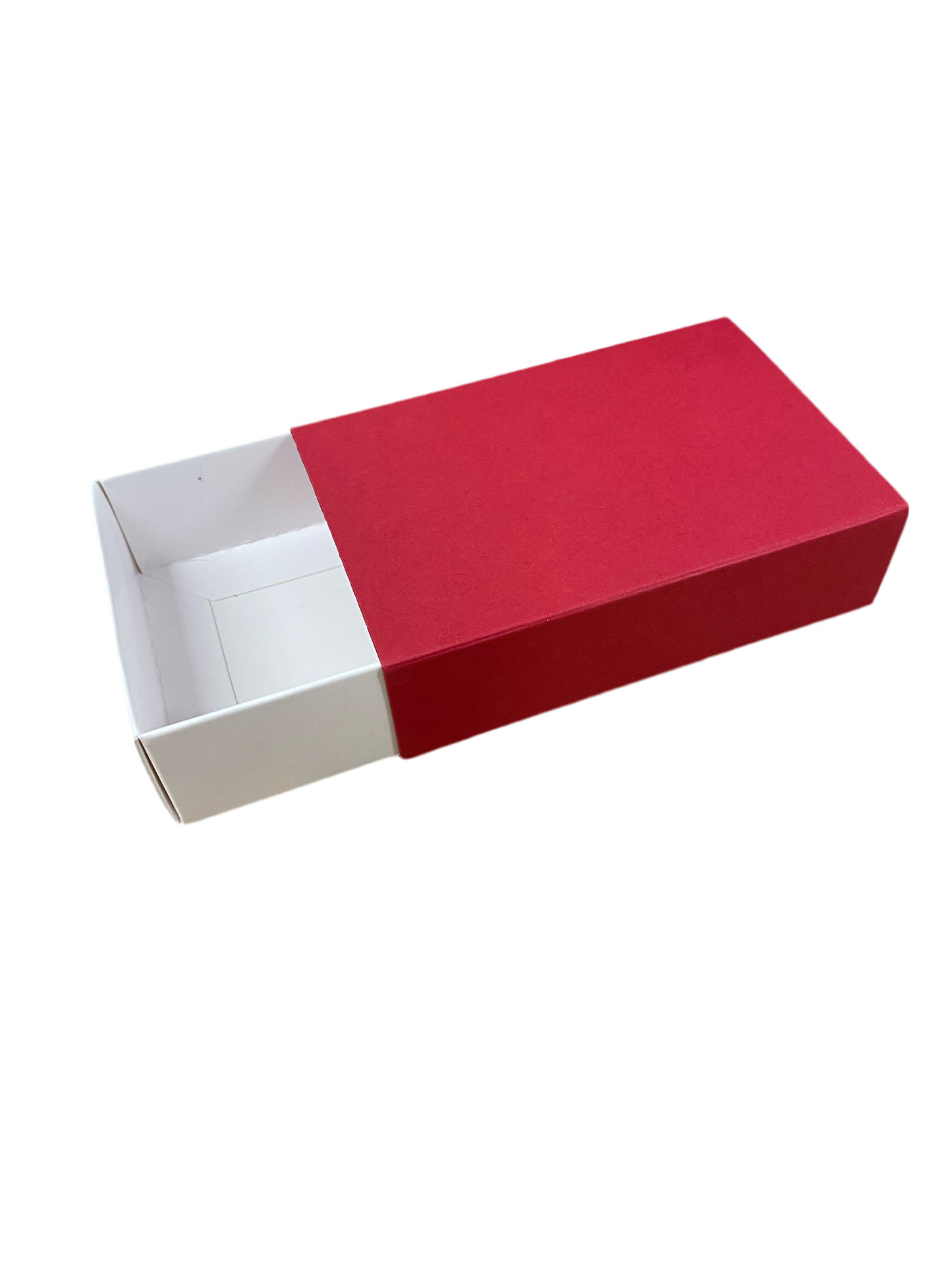 TEALIGHT CANDLE BOX WITH SLEEVE for 12 Tealights - WHITE BASE/CHERRY RED SLEEVE (Pack of 10)