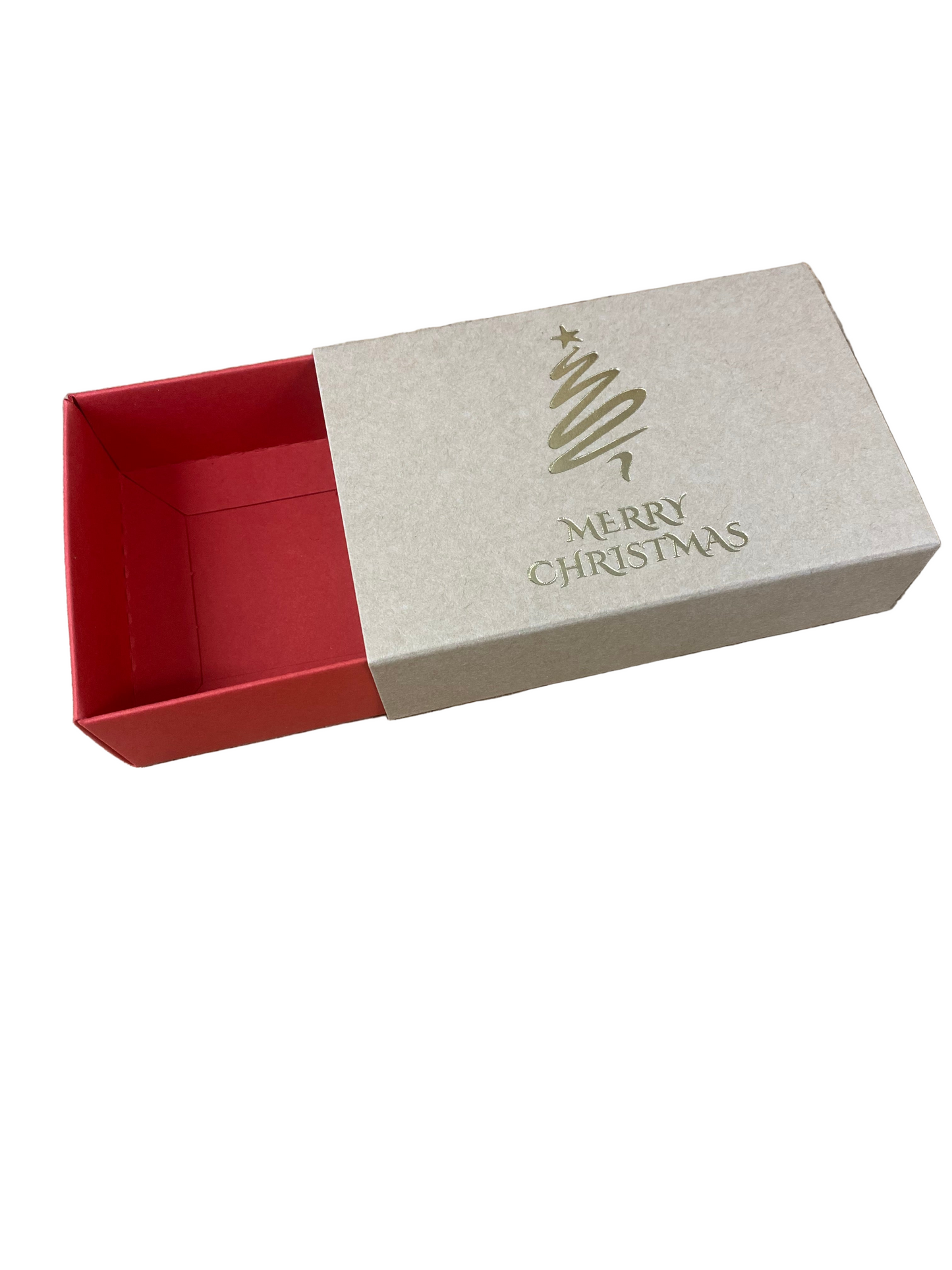 TEALIGHT CANDLE BOX WITH KRAFT SLEEVE Christmas Tree for 6 Tealights - RED BASE (Pack of 10)