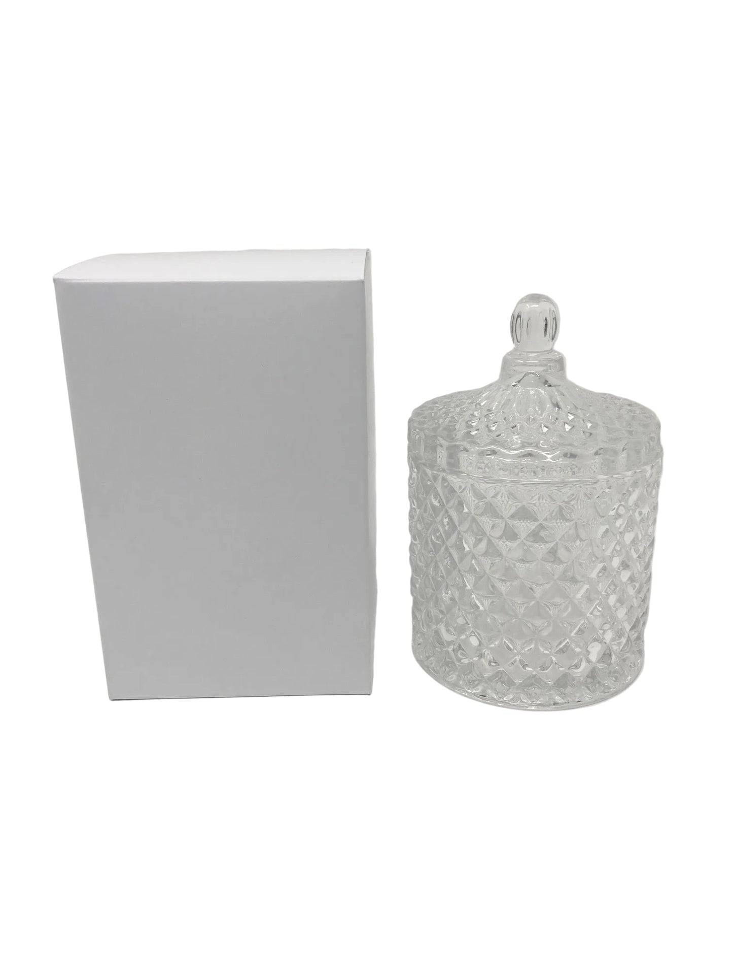 ORIGINAL GEO CANDLE BOX - WHITE WITH REAR TUCK LID and insert for lid safety