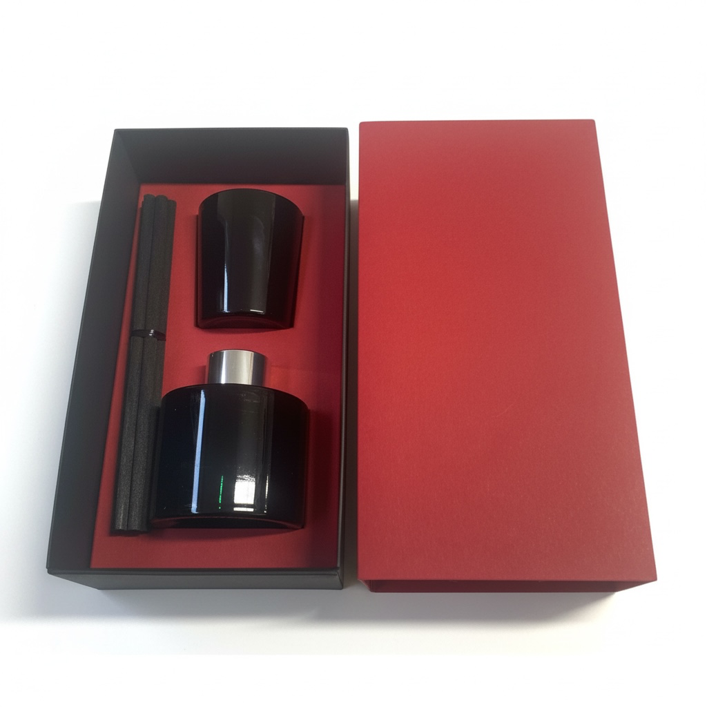 100ml DIFFUSER/9cl VOTIVE CANDLE GIFT BOX - RED/BLACK with RED insert (Pack of 10)
