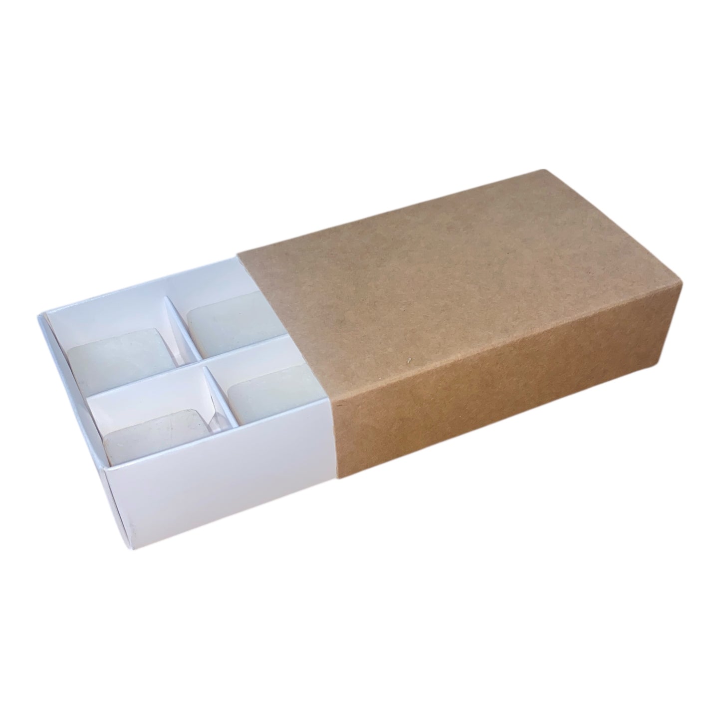 WAX MELT BOX WITH Eco KRAFT SLEEVE  for 6 Melts - WHITE BASE/WHITE insert (Pack of 10)
