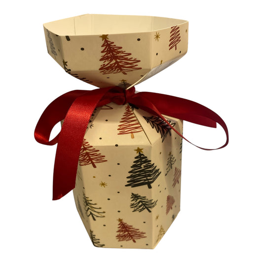 30CL CANDLE BOX - RED AND BLACK TREES CHRISTMAS CRACKER DESIGN 2 (PACK OF 10)