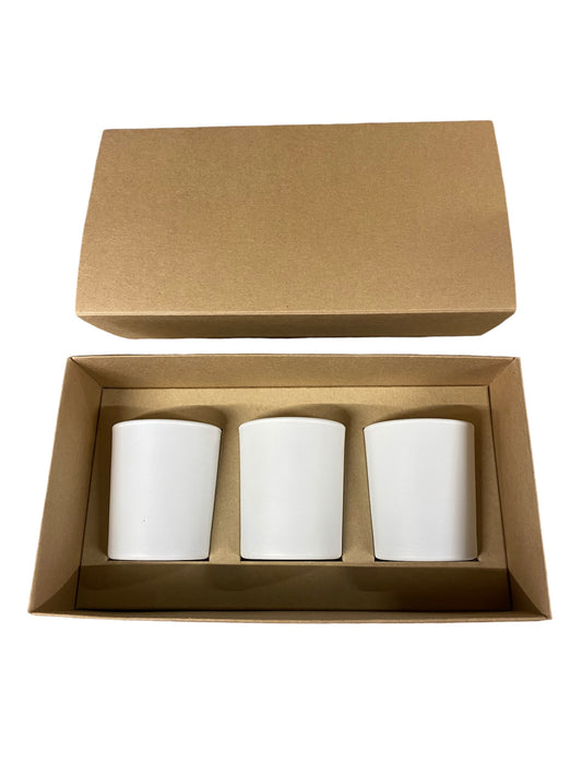3 x 9cl Votive Candle Gift Box laying flat -Eco Natural KRAFT (Pack of 10)