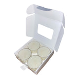 TEALIGHT CANDLE PIP BOX with window for 4 Tealights - WHITE (Pack of 10)