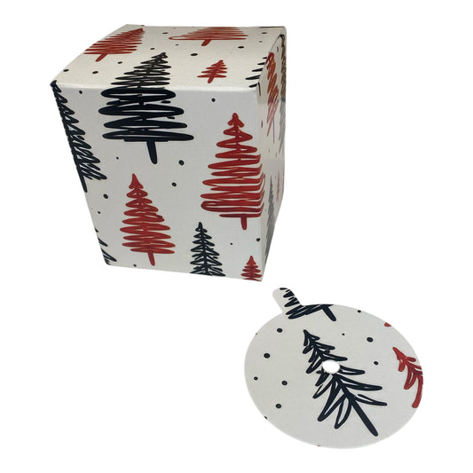 30CL CANDLE BOX - FESTIVE TREE DESIGN 1 WITH REAR TUCK LID (Pack of 10)