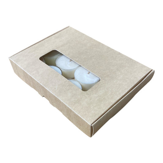TEALIGHT CANDLE PIP BOX with window for 12 Tealights - Eco Natural Kraft (Pack of 10)