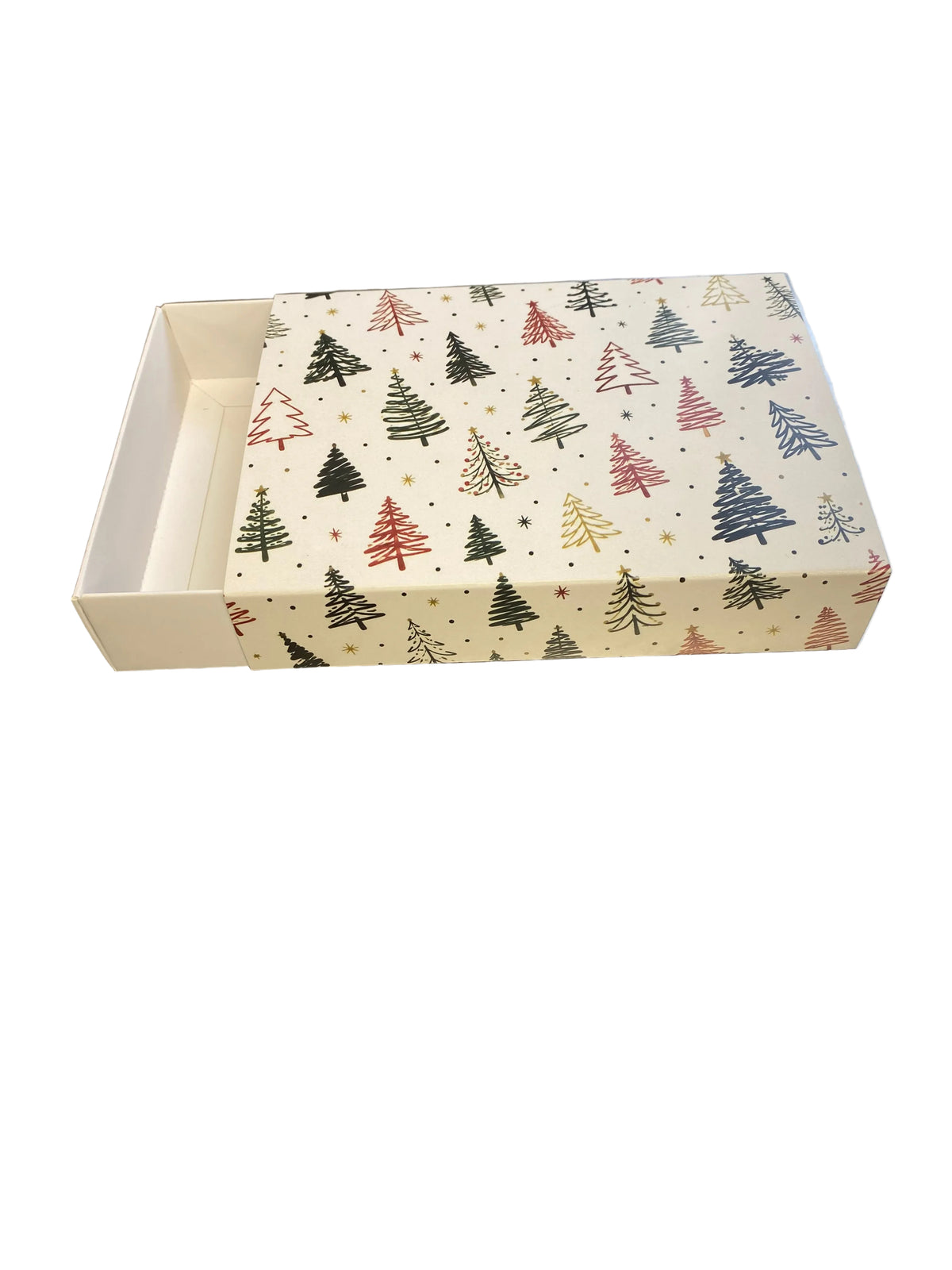 TEALIGHT CANDLE BOX WITH  Christmas Trees Design for 6 Tealights  - WHITE (Pack of 10)