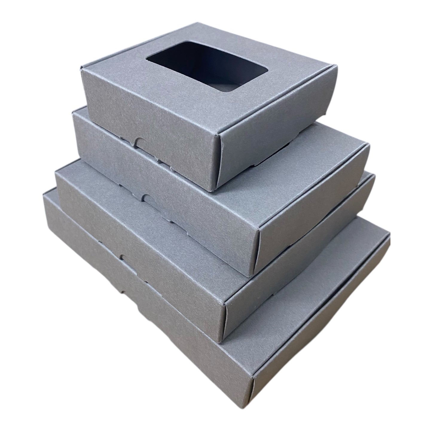 TEALIGHT CANDLE PIP BOX with window for 4 Tealights - GREY (Pack of 10)