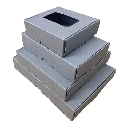 TEALIGHT CANDLE PIP BOX with window for 4 Tealights - GREY (Pack of 10)