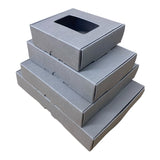 TEALIGHT CANDLE PIP BOX with window for 12 Tealights - GREY (Pack of 10)