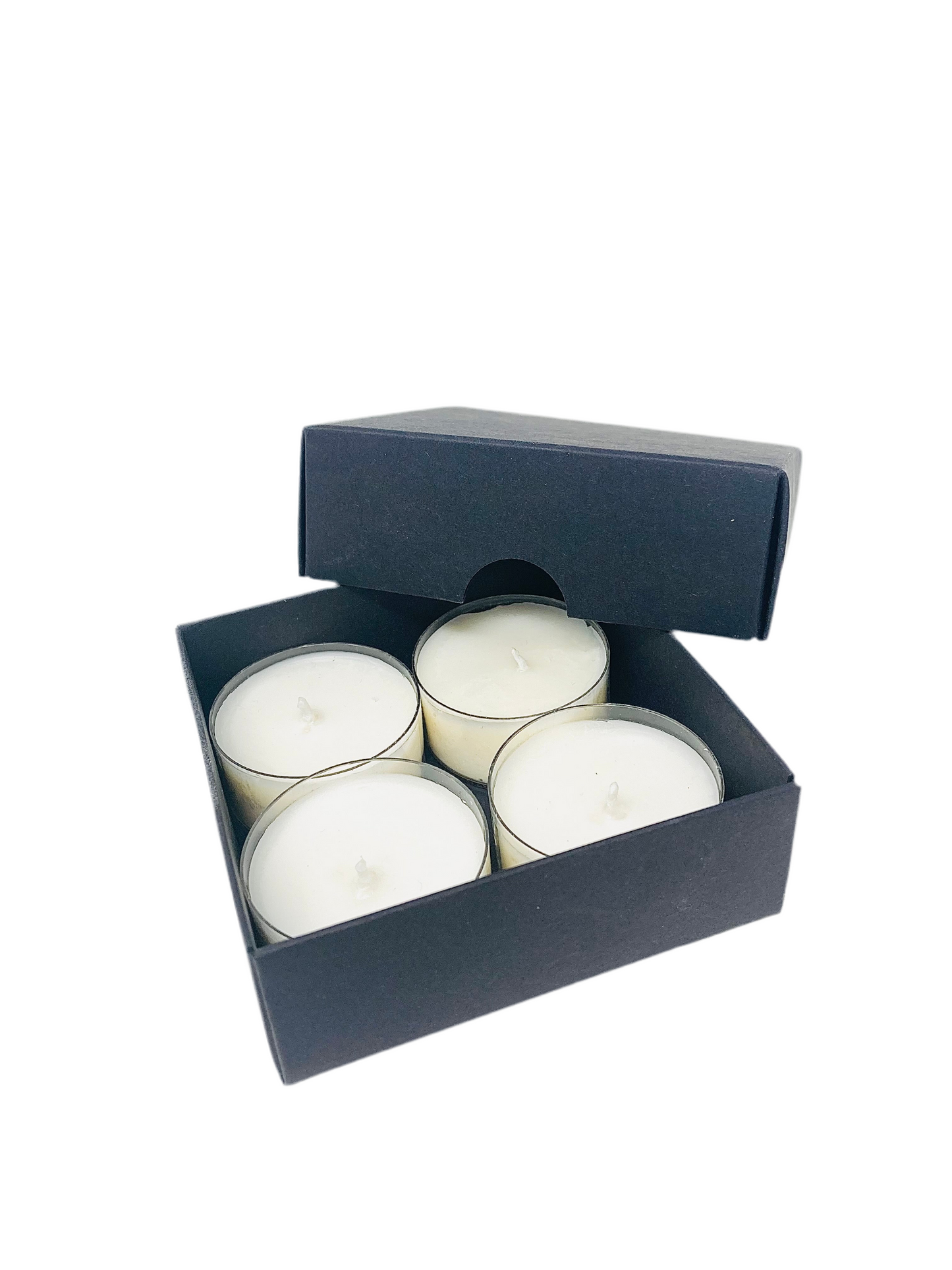 FOLD UP BASE and LID TEALIGHT CANDLE BOX  for 4 Tealights - BLACK