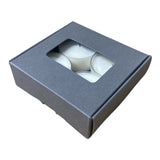 TEALIGHT CANDLE PIP BOX with window for 4 Tealights - GREY (Pack of 10)
