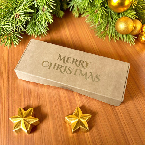 WAX MELT PIP BOX WITH INSERT for 10 Melts - Eco Natural kraft MERRY CHRISTMAS (Pack of 10)