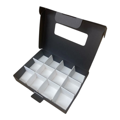 PIP BOX with window for 12 WAX MELTS - BLACK (Pack of 10)