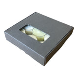 TEALIGHT CANDLE PIP BOX with window for 9 Tealights - GREY (Pack of 10)