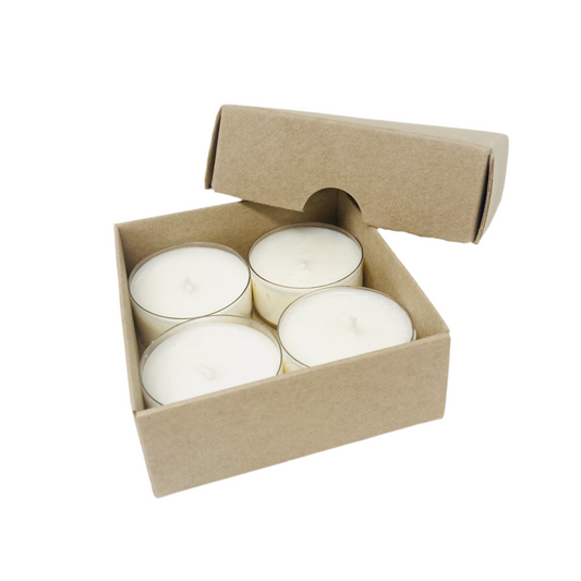 FOLD UP BASE and LID TEALIGHT CANDLE BOX  for 4 Tealights - KRAFT (Pack of 100)