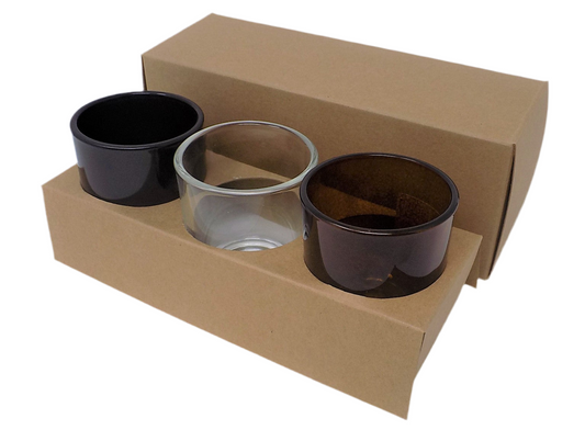 VOTIVE CANDLE BOX - Eco KRAFT FOR 3 X 9CL CANDLES (Pack of 10)