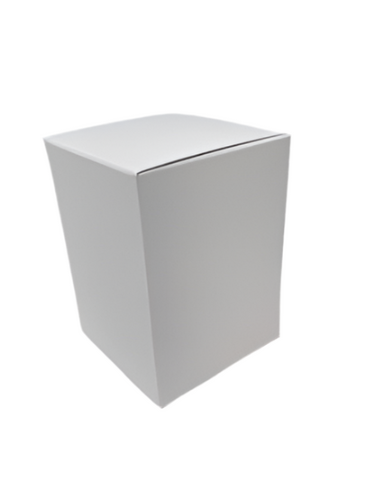 MINI/BABY GEO CANDLE BOX - WHITE WITH REAR TUCK LID and fluted insert