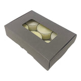TEALIGHT CANDLE PIP BOX with window for 6 Tealights - GREY  (Pack of 10)
