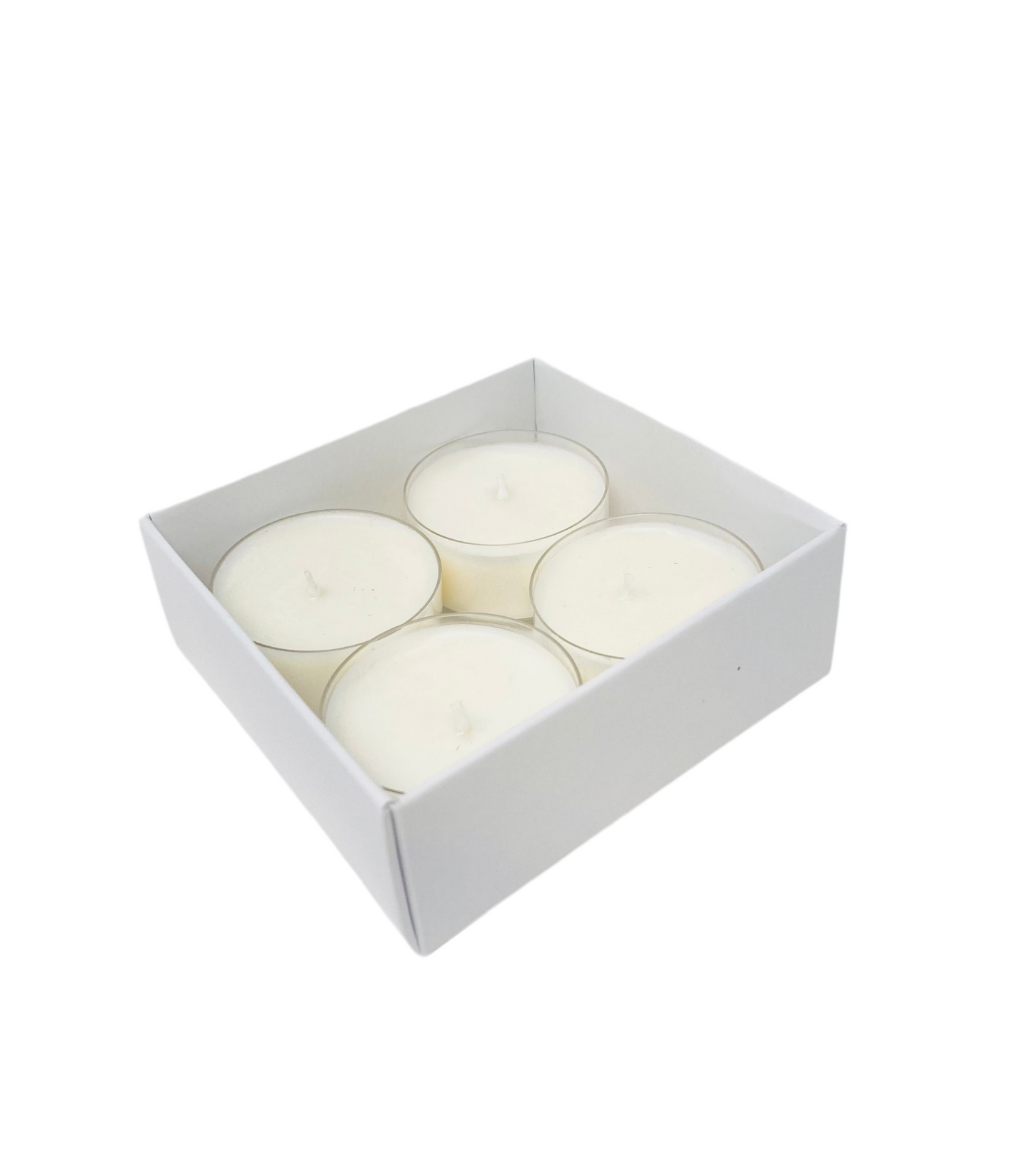 FOLD UP BASE and LID TEALIGHT CANDLE BOX  for 4 Tealights - WHITE