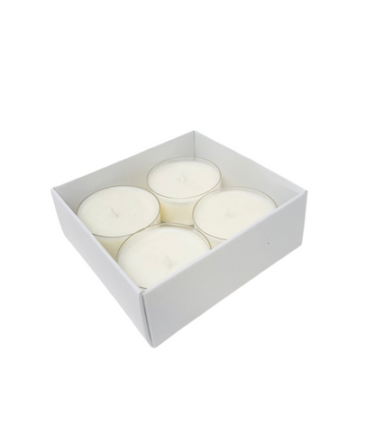FOLD UP BASE and LID TEALIGHT CANDLE BOX  for 4 Tealights - WHITE