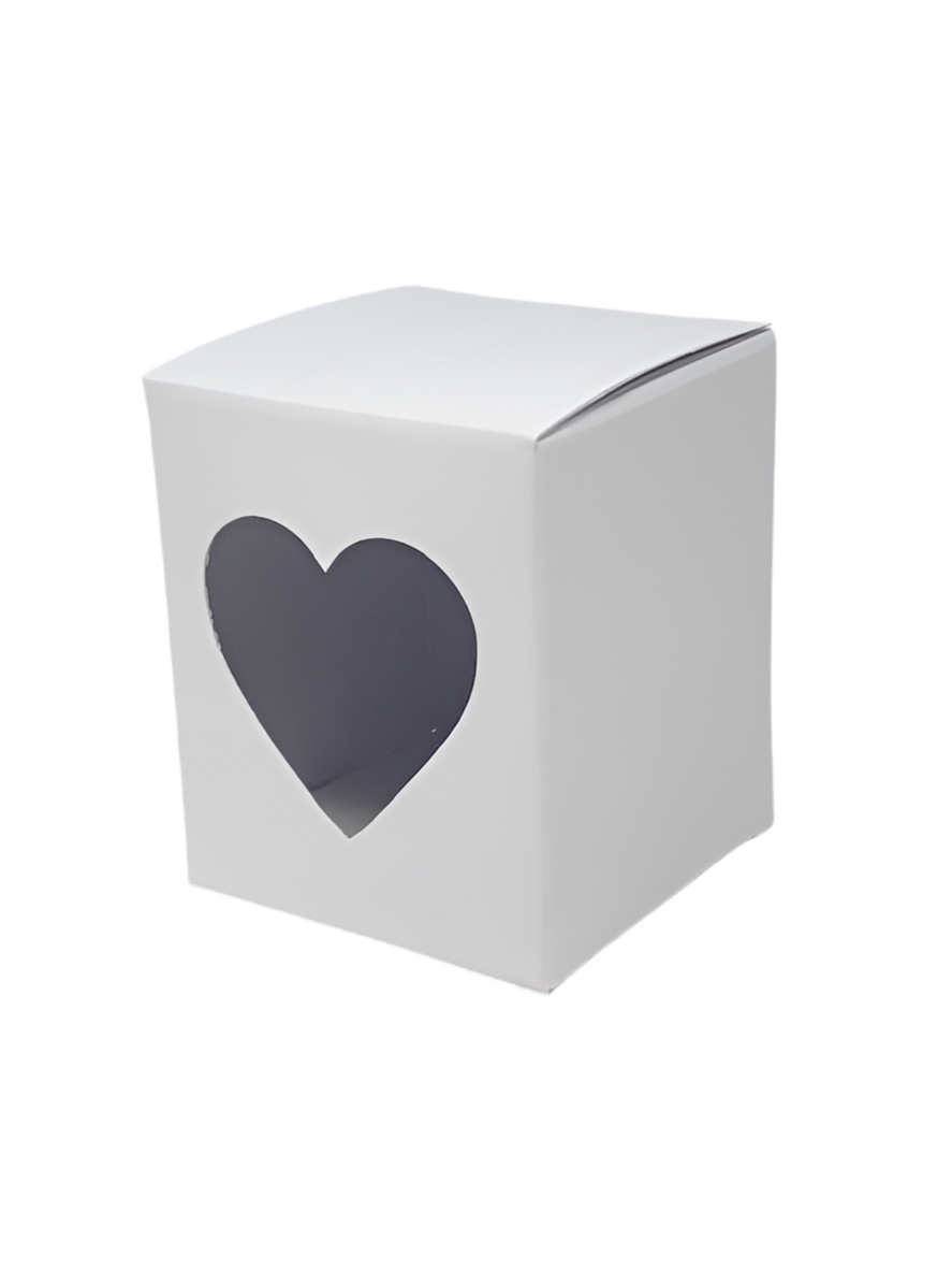 Small Confectionery Box with heart window - WHITE