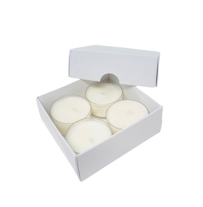 FOLD UP BASE and LID TEALIGHT CANDLE BOX  for 4 Tealights - WHITE