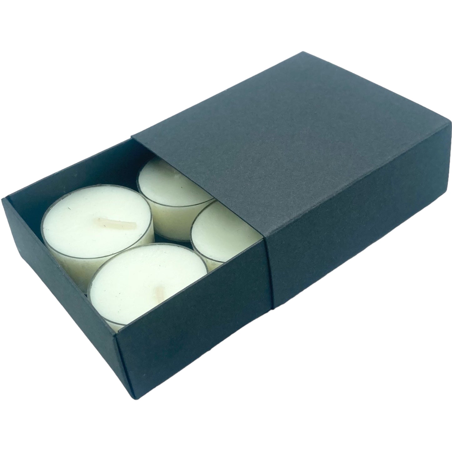 TEALIGHT CANDLE BOX WITH SLEEVE for 6 Tealights - BLACK (Pack of 10)