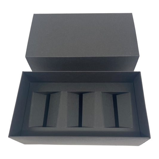 3 x 9cl Votive Candle Gift Box laying down - BLACK/BLACK with black insert(Pack of 10)