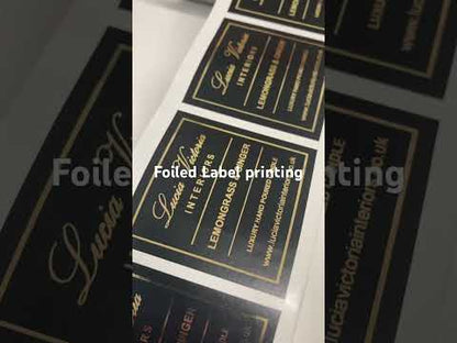 1 colour foiled printed BLACK 50mm x 50mm polypropylene Label