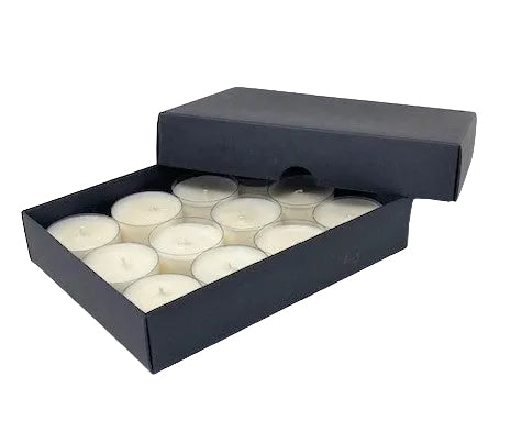 TEALIGHT CANDLE BOX  for 12 Tealights - BLACK (Pack of 100)