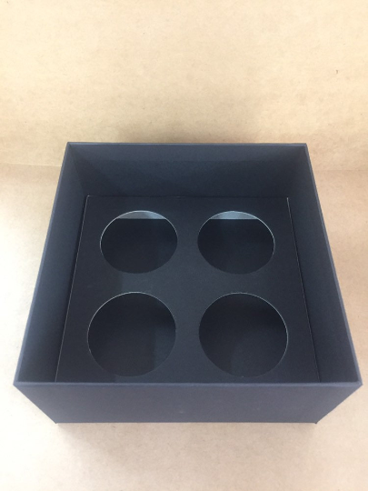 4 X 9cl VOTIVE RIGID CANDLE GIFT BOX - BLACK (Pack of 10)