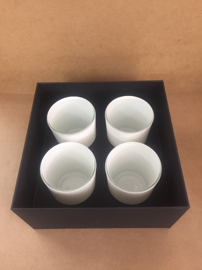 4 X 9cl VOTIVE RIGID CANDLE GIFT BOX - BLACK (Pack of 10)