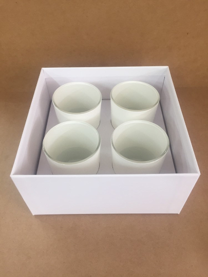 4 X 9cl Votive Rigid Candle Gift Box - WHITE (Pack of 10)