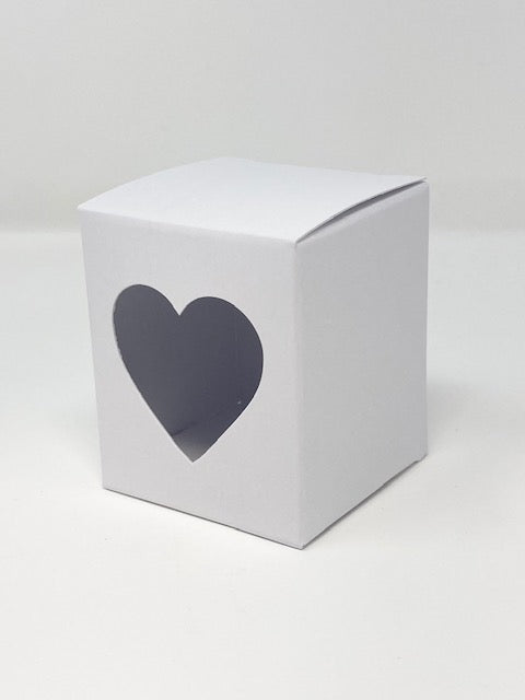 9CL CANDLE BOX with heart window - WHITE (Pack of 10)