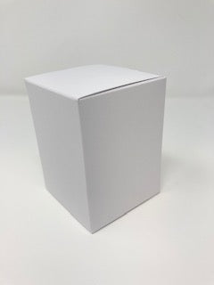 MINI/BABY GEO CANDLE BOX - WHITE WITH REAR TUCK LID and fluted insert