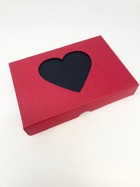 FOLD UP 12 CHOCOLATE BOX LID - CHERRY RED - HEART