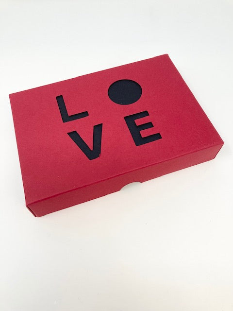 FOLD UP 12 CHOCOLATE BOX LID - CHERRY RED - LOVE