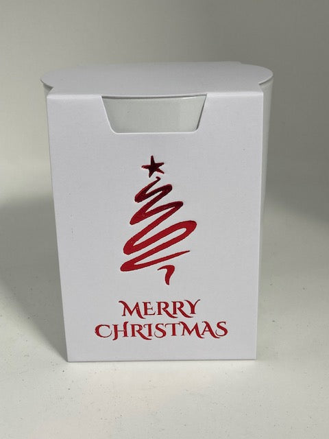 20CL CANDLE Wrap with lock  base- WHITE MERRY CHRISTMAS COLLECTION (Pack of 10)