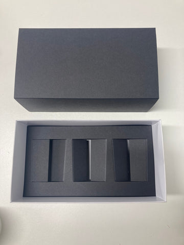 3 x 9cl Votive Candle Gift Box laying down - WHITE/BLACK with black insert (Pack of 10)