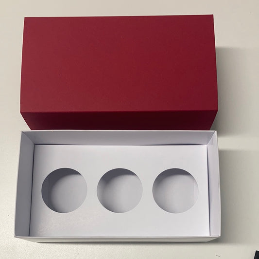 3 x 9cl Votive Candle Gift Box - WHITE/CHERRY RED (Pack of 10)