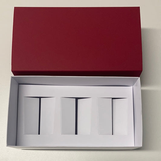 3 x 9cl Votive Candle Gift Box laying down  - WHITE/CHERRY RED (Pack of 10)