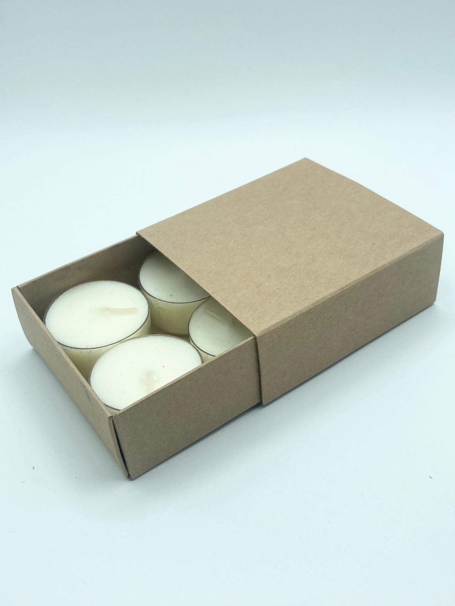 TEALIGHT CANDLE BOX WITH SLEEVE  for 4 Tealights - KRAFT (Pack of 10)