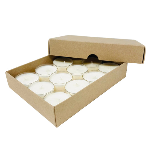TEALIGHT CANDLE BOX  for 12 Tealights - Eco Natural KRAFT (Pack of 100)