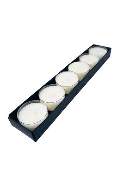 FOLD UP BASE and LID TEALIGHT CANDLE BOX  for 6 Tealights - BLACK (Pack of 100)
