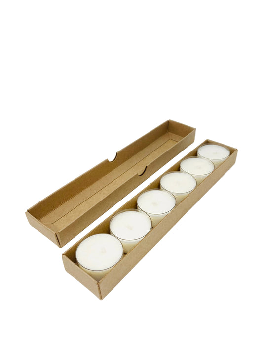 FOLD UP BASE and LID TEALIGHT CANDLE BOX  for 6 Tealights - Eco NATURAL KRAFT (Pack of 100)